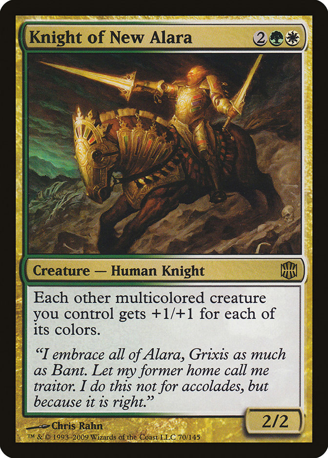 This Is An Image Of The Magic The Gathering Card Knight of New Alara From The Set Dominaria United Commander - Designed By Artist Chris Rahn