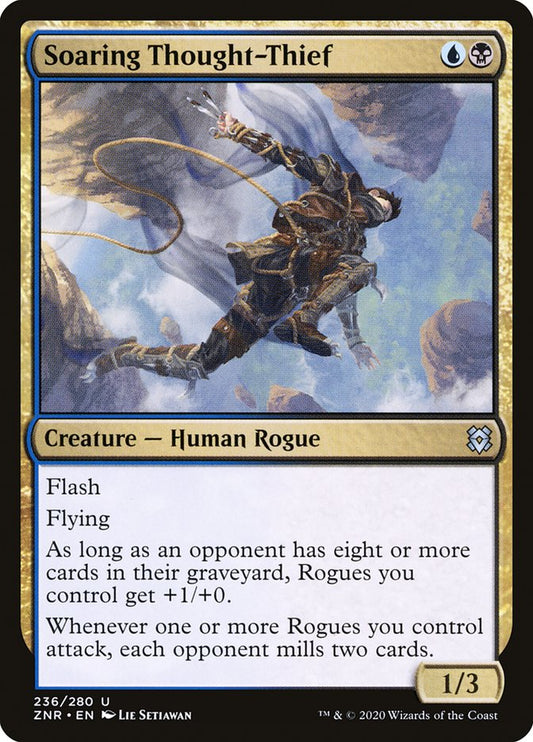 This Is An Image Of The Magic The Gathering Card Soaring Thought-Thief From The Set Zendikar Rising - Designed By Artist Lie Setiawan
