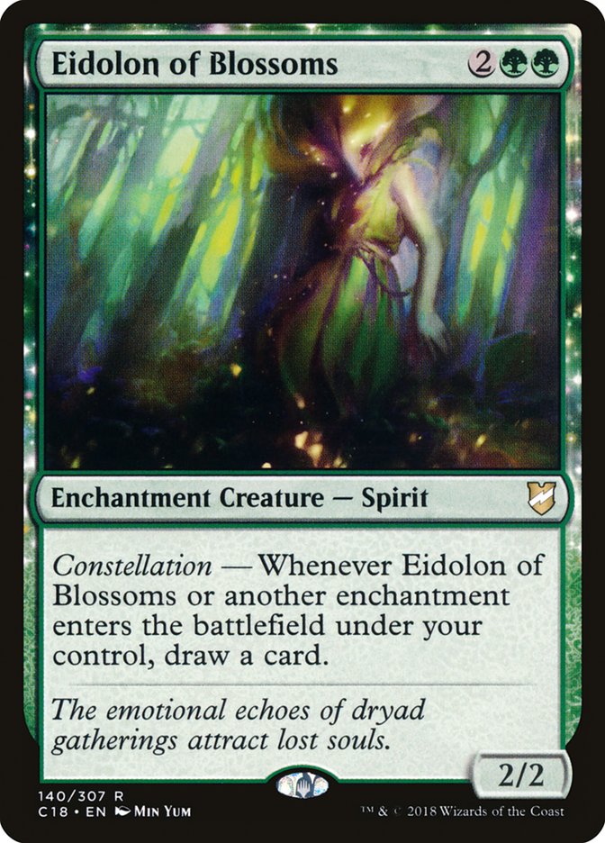 This Is An Image Of The Magic The Gathering Card Eidolon of Blossoms From The Set Commander Masters - Designed By Artist Min Yum