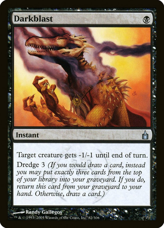 This Is An Image Of The Magic The Gathering Card Darkblast From The Set Ravnica: City of Guilds - Designed By Artist Randy Gallegos