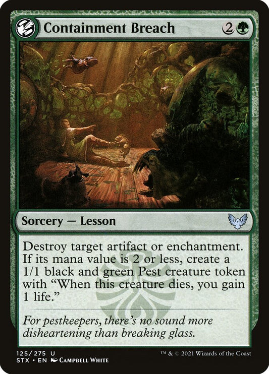 This Is An Image Of The Magic The Gathering Card Containment Breach From The Set Strixhaven: School of Mages - Designed By Artist Campbell White