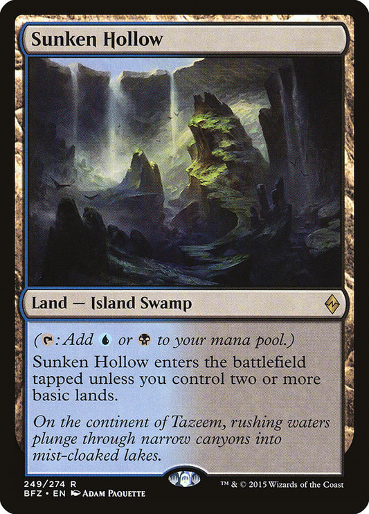 This Is An Image Of The Magic The Gathering Card Sunken Hollow From The Set Tarkir: Dragonstorm Commander - Designed By Artist Adam Paquette