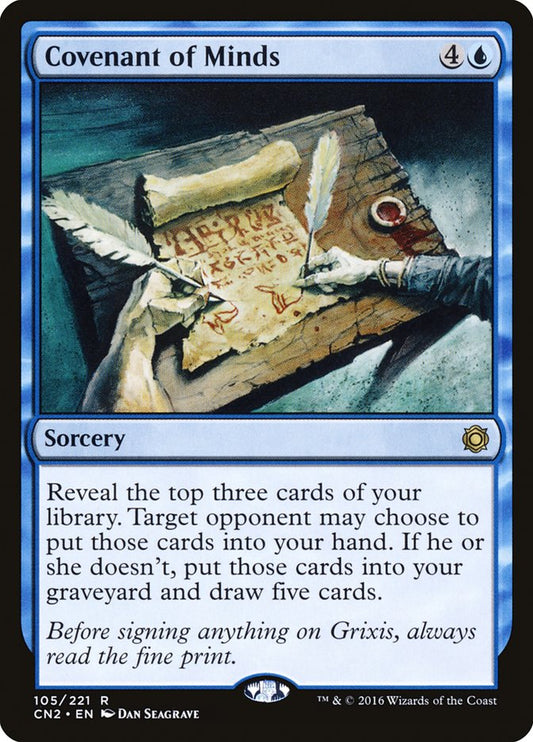 This Is An Image Of The Magic The Gathering Card Covenant of Minds From The Set Conspiracy: Take the Crown - Designed By Artist Dan Seagrave