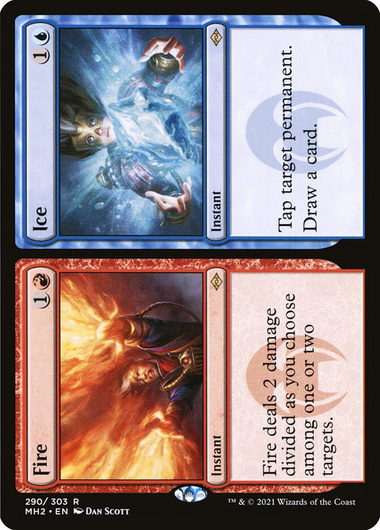 This Is An Image Of The Magic The Gathering Card Fire // Ice From The Set Dominaria Remastered - Designed By Artist David Martin & Franz Vohwinkel
