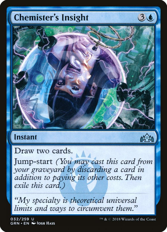 This Is An Image Of The Magic The Gathering Card Chemister's Insight From The Set Ravnica: Clue Edition - Designed By Artist Josh Hass