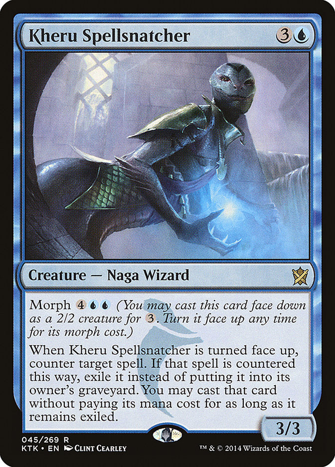 This Is An Image Of The Magic The Gathering Card Kheru Spellsnatcher From The Set Duskmourn: House of Horror Commander - Designed By Artist Clint Cearley
