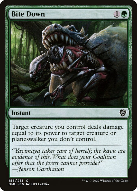 This Is An Image Of The Magic The Gathering Card Bite Down From The Set Foundations - Designed By Artist Kitt Lapeña