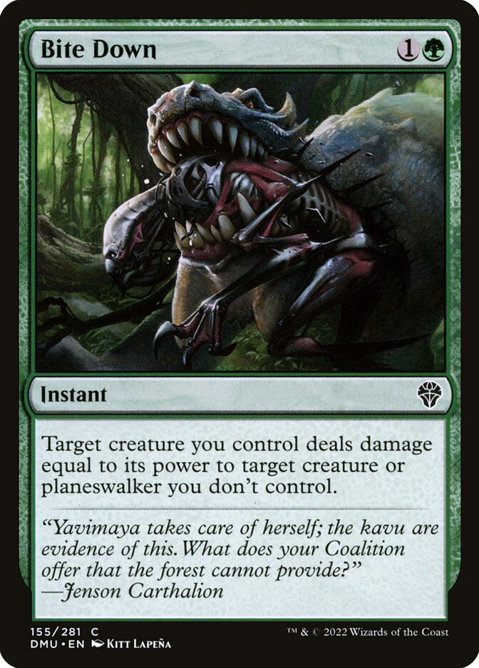 This Is An Image Of The Magic The Gathering Card Bite Down From The Set Foundations - Designed By Artist Kitt Lapeña