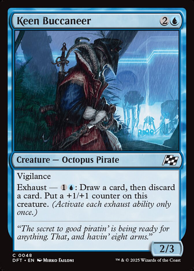 This Is An Image Of The Magic The Gathering Card Keen Buccaneer From The Set Aetherdrift - Designed By Artist Mirko Failoni
