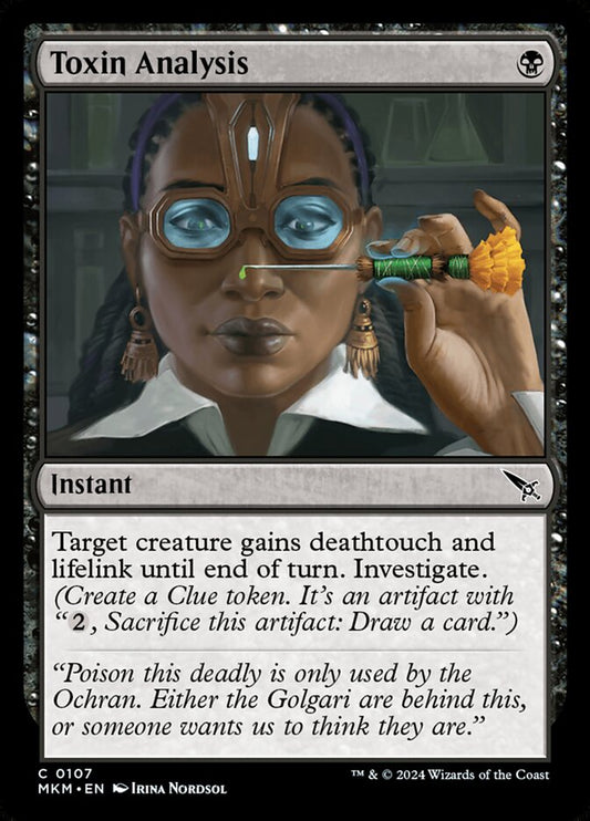 This Is An Image Of The Magic The Gathering Card Toxin Analysis From The Set Murders at Karlov Manor - Designed By Artist Irina Nordsol