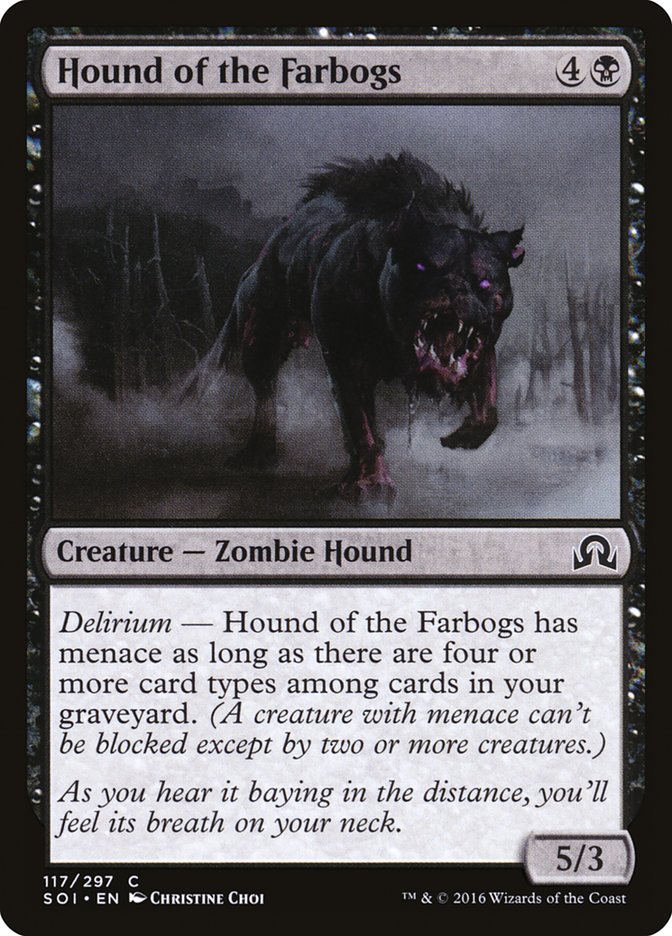 This Is An Image Of The Magic The Gathering Card Hound of the Farbogs From The Set Shadows over Innistrad - Designed By Artist Christine Choi
