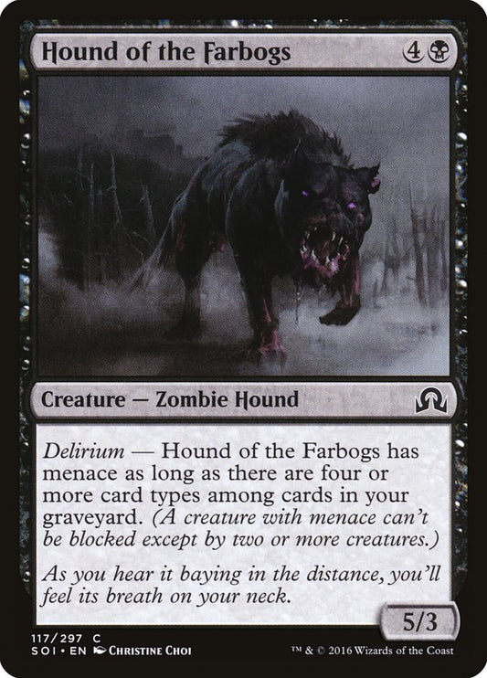 This Is An Image Of The Magic The Gathering Card Hound of the Farbogs From The Set Shadows over Innistrad - Designed By Artist Christine Choi