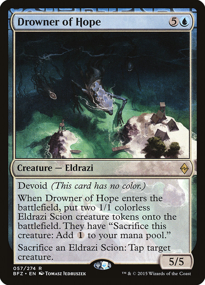 This Is An Image Of The Magic The Gathering Card Drowner of Hope From The Set Battle for Zendikar - Designed By Artist Tomasz Jedruszek