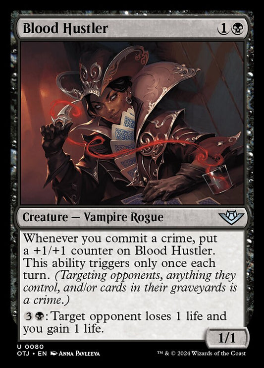 This Is An Image Of The Magic The Gathering Card Blood Hustler From The Set Outlaws of Thunder Junction - Designed By Artist Anna Pavleeva