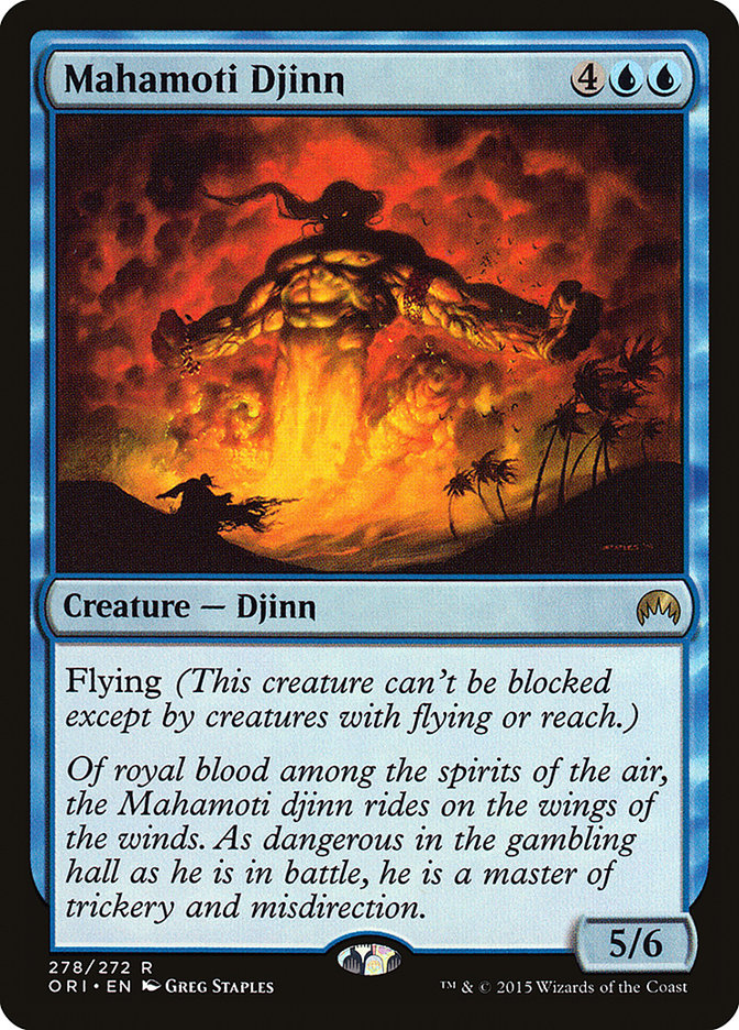 This Is An Image Of The Magic The Gathering Card Mahamoti Djinn From The Set Ultimate Masters - Designed By Artist Greg Staples