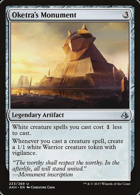 This Is An Image Of The Magic The Gathering Card Oketra's Monument From The Set Dominaria United Commander - Designed By Artist Christine Choi