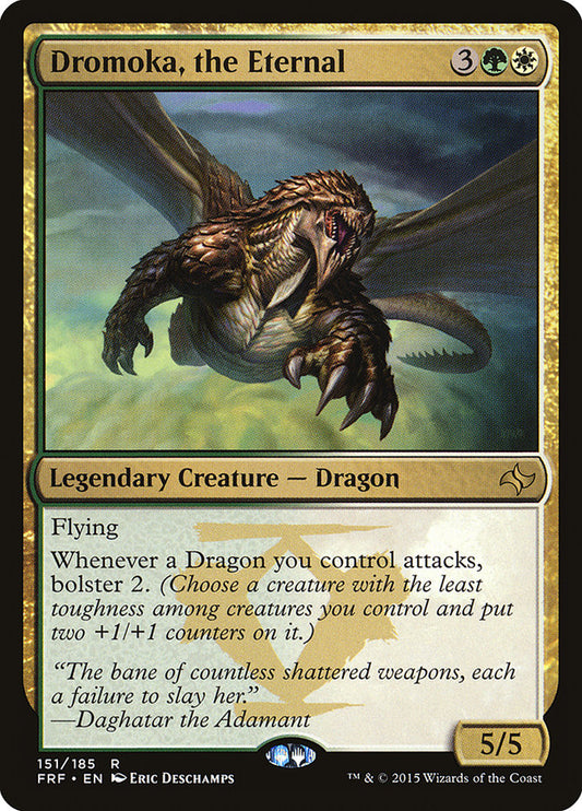 This Is An Image Of The Magic The Gathering Card Dromoka, the Eternal From The Set Commander 2017 - Designed By Artist Eric Deschamps