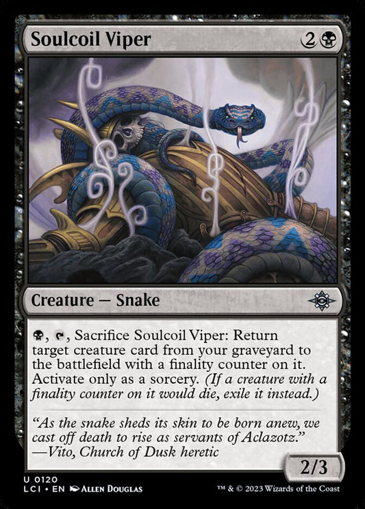 This Is An Image Of The Magic The Gathering Card Soulcoil Viper From The Set The Lost Caverns of Ixalan - Designed By Artist Allen Douglas