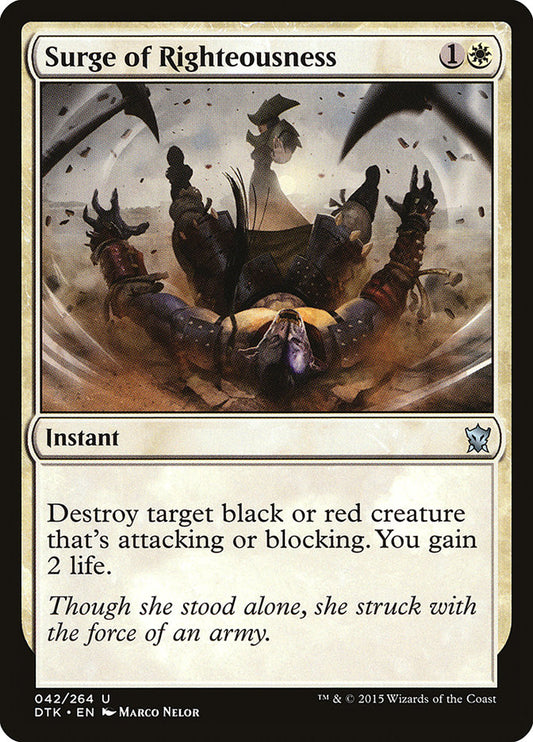 This Is An Image Of The Magic The Gathering Card Surge of Righteousness From The Set Dragons of Tarkir - Designed By Artist Marco Nelor