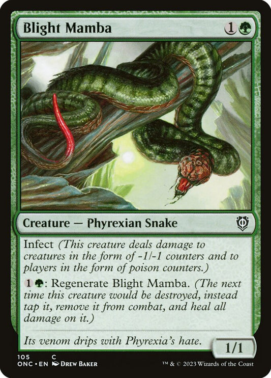 This Is An Image Of The Magic The Gathering Card Blight Mamba From The Set Scars of Mirrodin - Designed By Artist Drew Baker