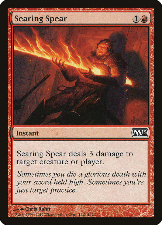 This Is An Image Of The Magic The Gathering Card Searing Spear From The Set Archenemy: Nicol Bolas - Designed By Artist Chris Rahn
