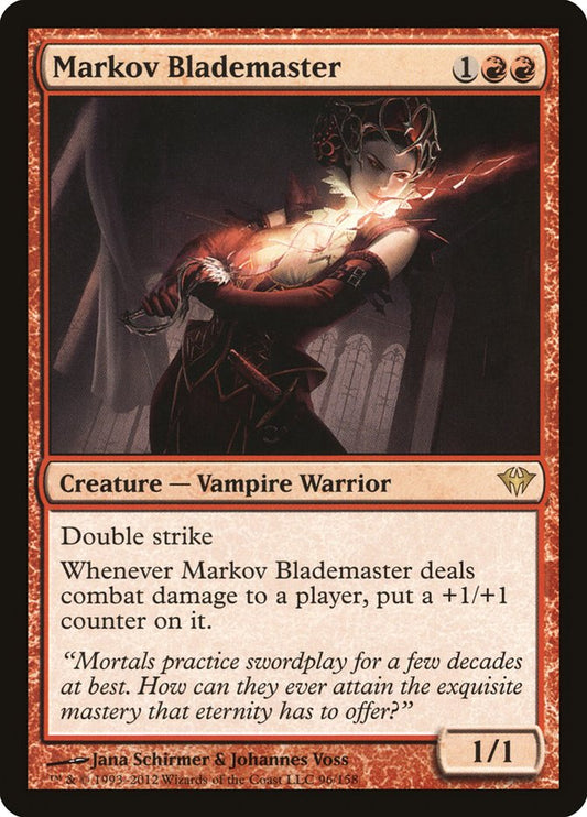 This Is An Image Of The Magic The Gathering Card Markov Blademaster From The Set Dark Ascension - Designed By Artist Jana Schirmer & Johannes Voss