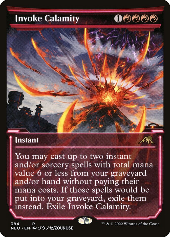 This Is An Image Of The Magic The Gathering Card Invoke Calamity From The Set Kamigawa: Neon Dynasty - Designed By Artist Svetlin Velinov