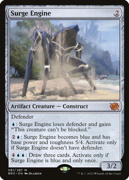 This Is An Image Of The Magic The Gathering Card Surge Engine From The Set The Brothers' War - Designed By Artist Daarken