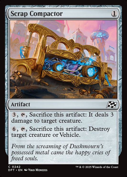 This Is An Image Of The Magic The Gathering Card Scrap Compactor From The Set Aetherdrift - Designed By Artist Viko Menezes