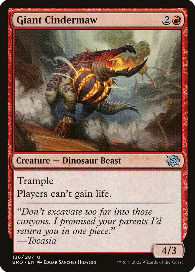 This Is An Image Of The Magic The Gathering Card Giant Cindermaw From The Set Foundations - Designed By Artist Edgar Sánchez Hidalgo