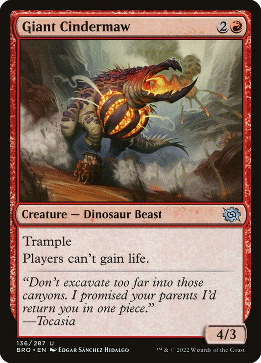 This Is An Image Of The Magic The Gathering Card Giant Cindermaw From The Set Foundations - Designed By Artist Edgar Sánchez Hidalgo