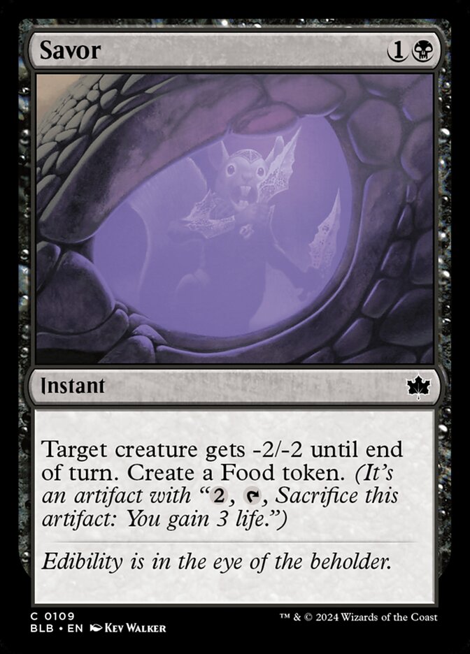 This Is An Image Of The Magic The Gathering Card Savor From The Set Bloomburrow - Designed By Artist Kev Walker
