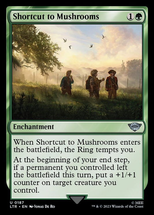 This Is An Image Of The Magic The Gathering Card Shortcut to Mushrooms From The Set The Lord of the Rings: Tales of Middle-earth - Designed By Artist Jonas De Ro