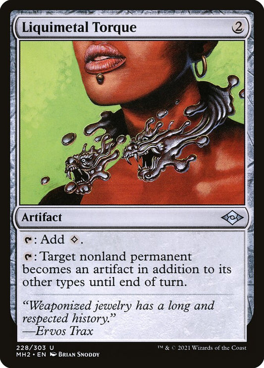 This Is An Image Of The Magic The Gathering Card Liquimetal Torque From The Set Modern Horizons 2 - Designed By Artist Brian Snõddy