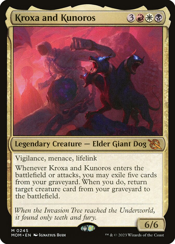 This Is An Image Of The Magic The Gathering Card Kroxa and Kunoros From The Set March of the Machine - Designed By Artist Ignatius Budi