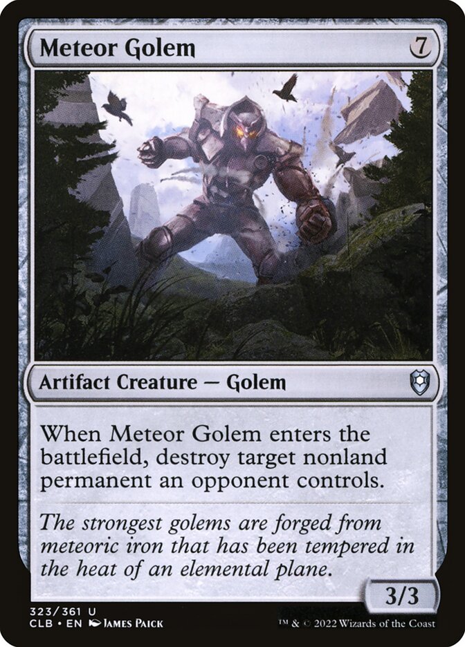 This Is An Image Of The Magic The Gathering Card Meteor Golem From The Set Foundations - Designed By Artist Lake Hurwitz