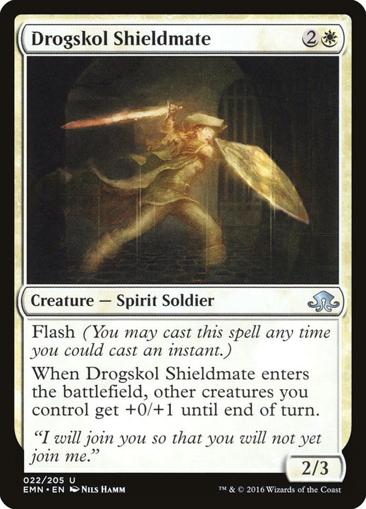 This Is An Image Of The Magic The Gathering Card Drogskol Shieldmate From The Set Innistrad Remastered - Designed By Artist Nils Hamm
