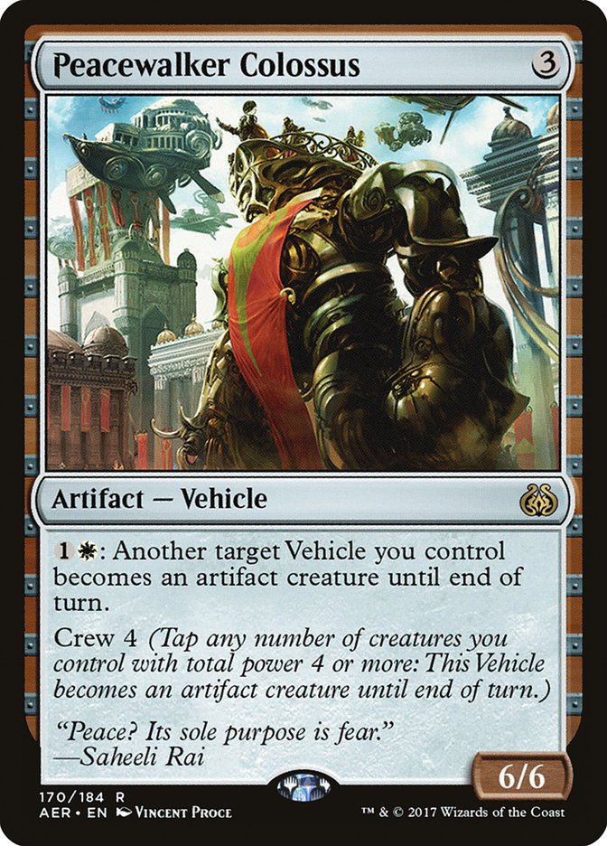 This Is An Image Of The Magic The Gathering Card Peacewalker Colossus From The Set Neon Dynasty Commander - Designed By Artist Vincent Proce