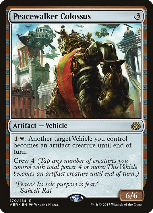 This Is An Image Of The Magic The Gathering Card Peacewalker Colossus From The Set Neon Dynasty Commander - Designed By Artist Vincent Proce