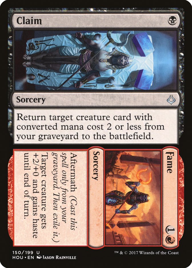 This Is An Image Of The Magic The Gathering Card Claim // Fame From The Set Hour of Devastation - Designed By Artist Jason Rainville