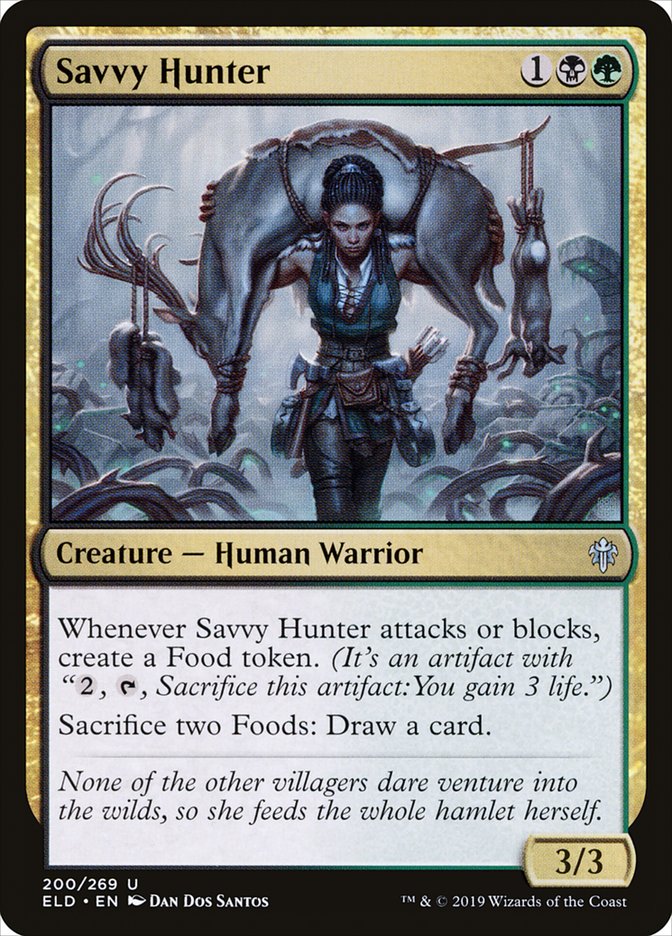 This Is An Image Of The Magic The Gathering Card Savvy Hunter From The Set Throne of Eldraine - Designed By Artist Dan Dos Santos