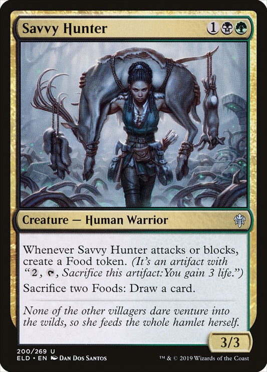This Is An Image Of The Magic The Gathering Card Savvy Hunter From The Set Throne of Eldraine - Designed By Artist Dan Dos Santos