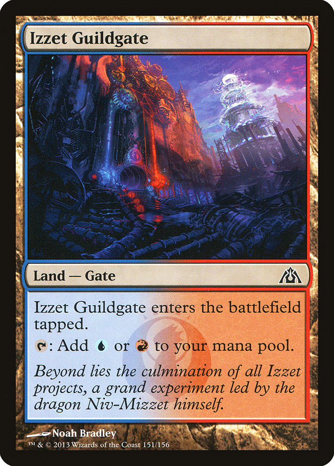 This Is An Image Of The Magic The Gathering Card Izzet Guildgate From The Set Foundations - Designed By Artist Kirsten Zirngibl
