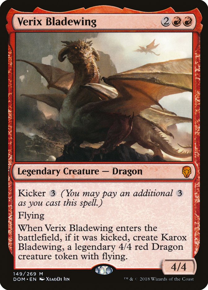 This Is An Image Of The Magic The Gathering Card Verix Bladewing From The Set Tarkir: Dragonstorm Commander - Designed By Artist XiaoDi Jin
