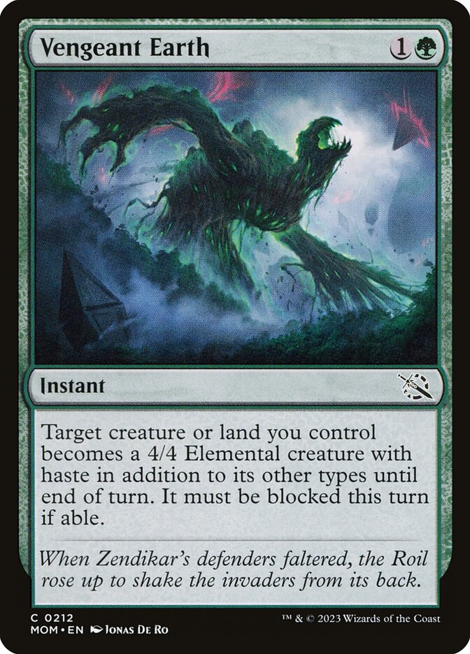 This Is An Image Of The Magic The Gathering Card Vengeant Earth From The Set March of the Machine - Designed By Artist Jonas De Ro