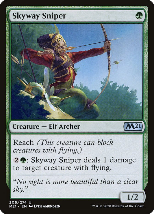 This Is An Image Of The Magic The Gathering Card Skyway Sniper From The Set Core Set 2021 - Designed By Artist Even Amundsen
