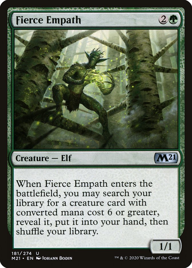 This Is An Image Of The Magic The Gathering Card Fierce Empath From The Set Foundations - Designed By Artist Johann Bodin