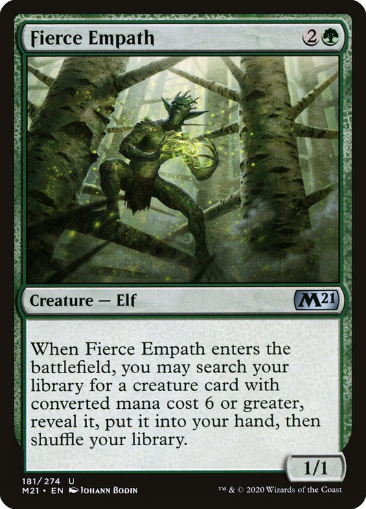 This Is An Image Of The Magic The Gathering Card Fierce Empath From The Set Foundations - Designed By Artist Johann Bodin