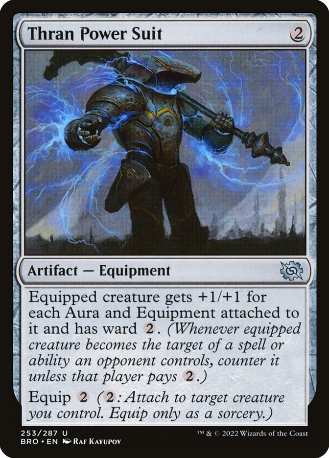 This Is An Image Of The Magic The Gathering Card Thran Power Suit From The Set The Brothers' War - Designed By Artist Raf Kayupov