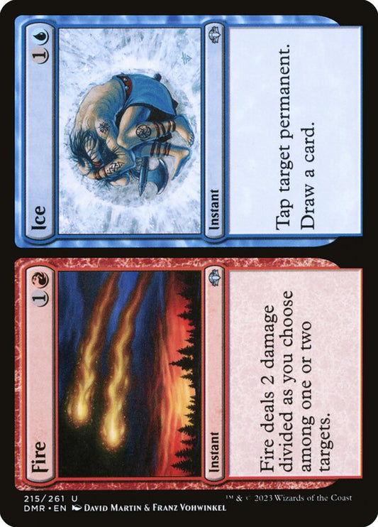 This Is An Image Of The Magic The Gathering Card Fire // Ice From The Set Dominaria Remastered - Designed By Artist David Martin & Franz Vohwinkel